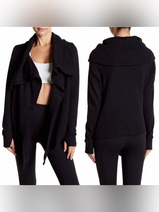 Zella Tops - Zella Shooting Star Drape Collar Cardigan Black Size Medium